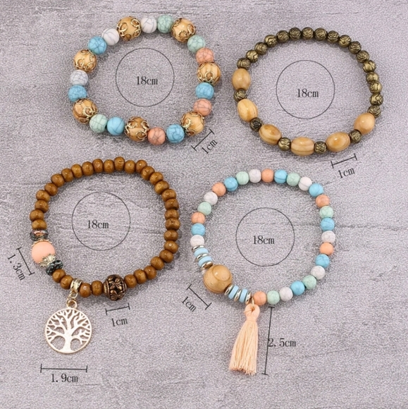 💥LAST ONE💥Tree and Tassel Beaded Bracelet Set, driftwood beach - Picture 5 of 5